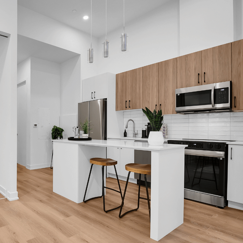 Staged kitchen at 88 Beechwood.
